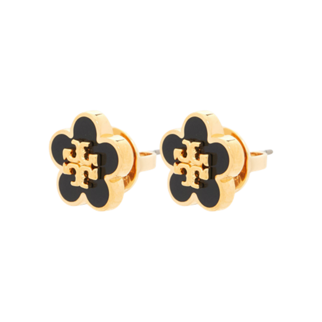 147151-720 (W) Tory Burch Kira Enamel Flower Stud Earrings Black Gold