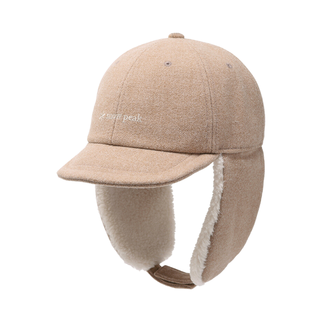 S24WUFBC67BG Snow Peak Wool Buckle Ear Cap Beige
