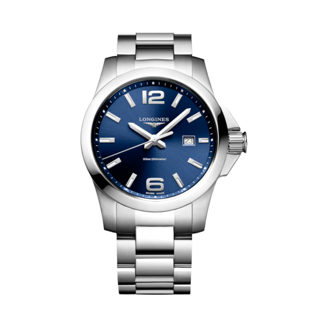 론진 콘퀘스트 쿼츠 43mm 스테인리스 스틸 선레이 블루(Longines Conquest Quartz 43mm Stainless Steel Sunray Blue)