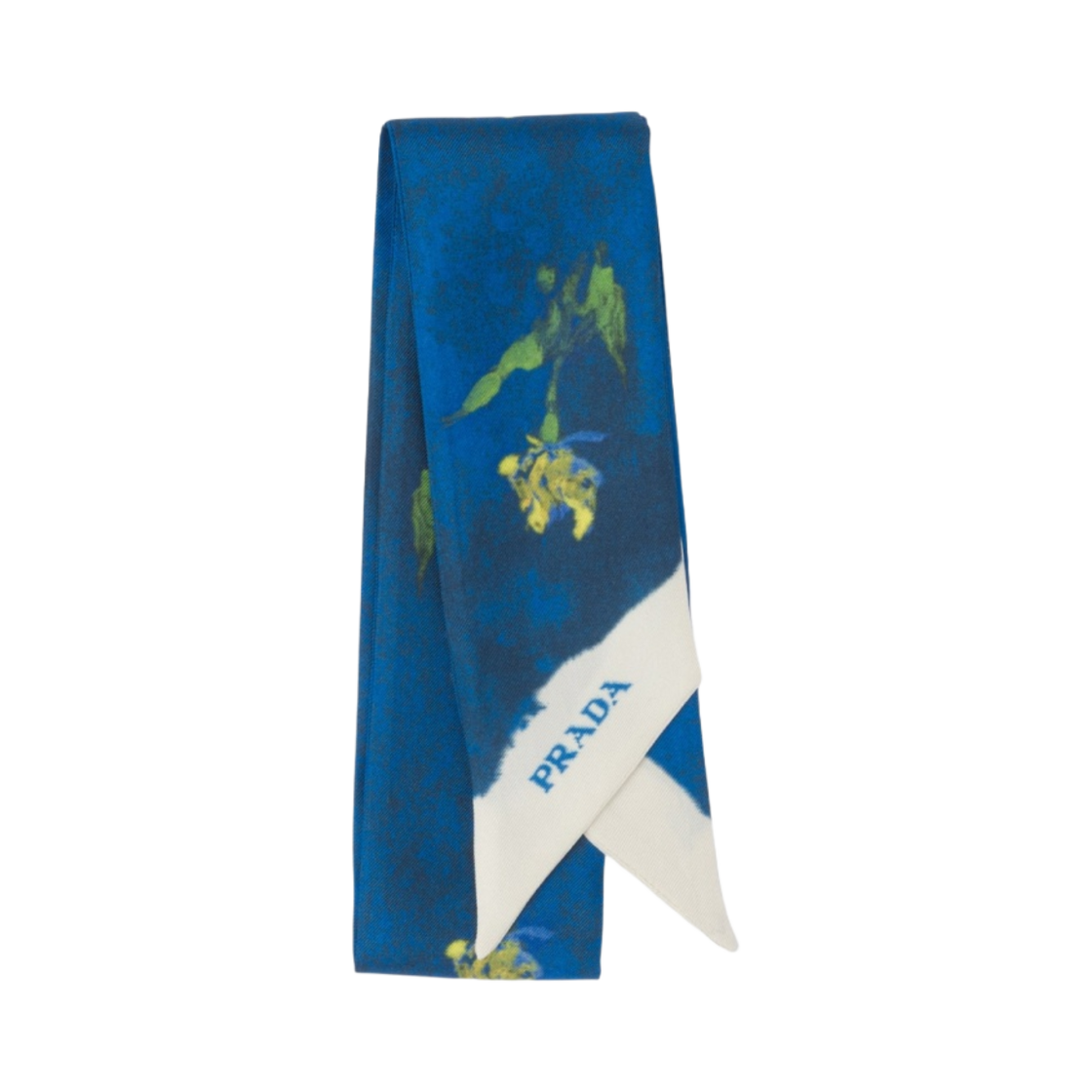 (W) 프라다 프린티드 실크 트윌 스카프 블루에뜨((W) Prada Printed Silk Twill Scarf Bluette) - 1