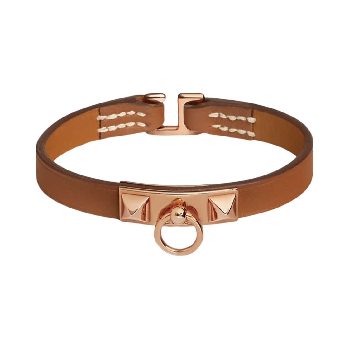 H081181CD37 (W) Hermes Rivale Mini Bracelet Swift Rose Gold & Gold