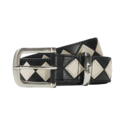 Stussy Argyle Stitch Leather Belt Black