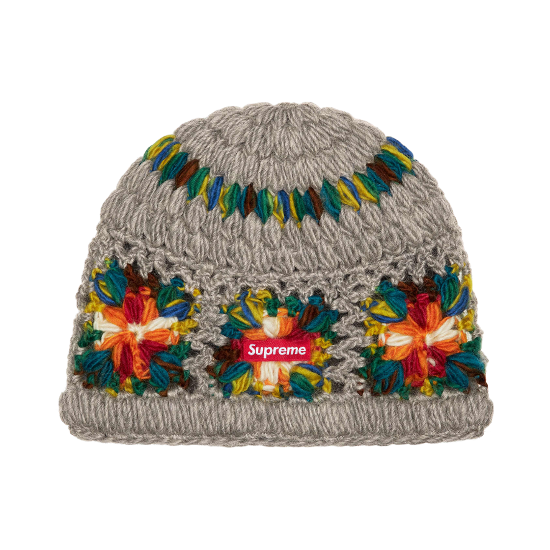 - Supreme Crochet Beanie Heather Grey - 25SS
