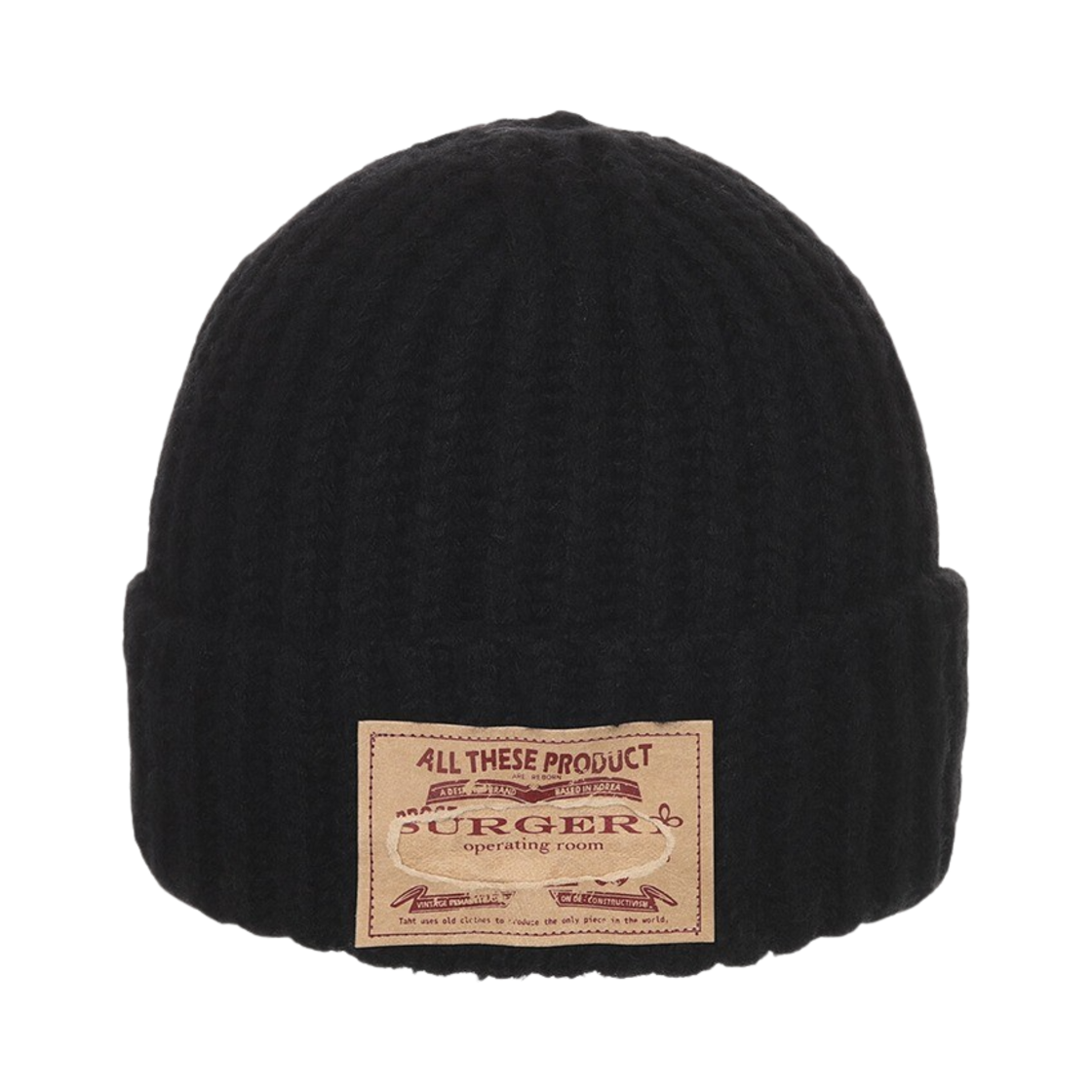 23FW035 Surgery Paper Logo Tab Beanie Black