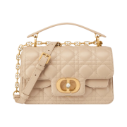 Dior Small Jolie Top Handle Bag Cannage Calfskin Powder Beige