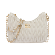 Miu Miu Matelasse Nappa Leather Shoulder Bag White