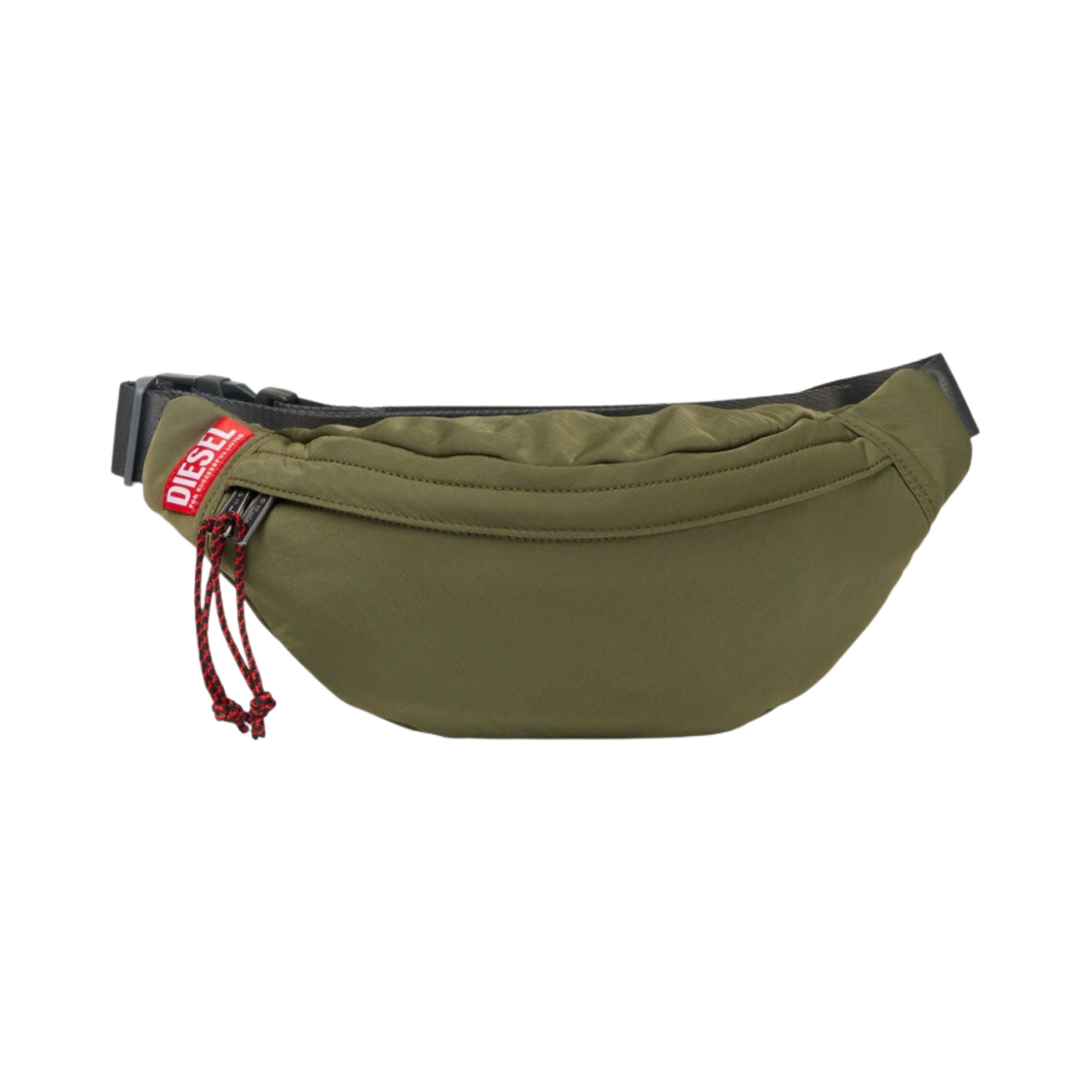 디젤 레이브 벨트백 인 워시드 리사이클 패브릭 올리브 그린(Diesel Rave Belt Bag in Washed Recycled Fabric Olive Green) - 1