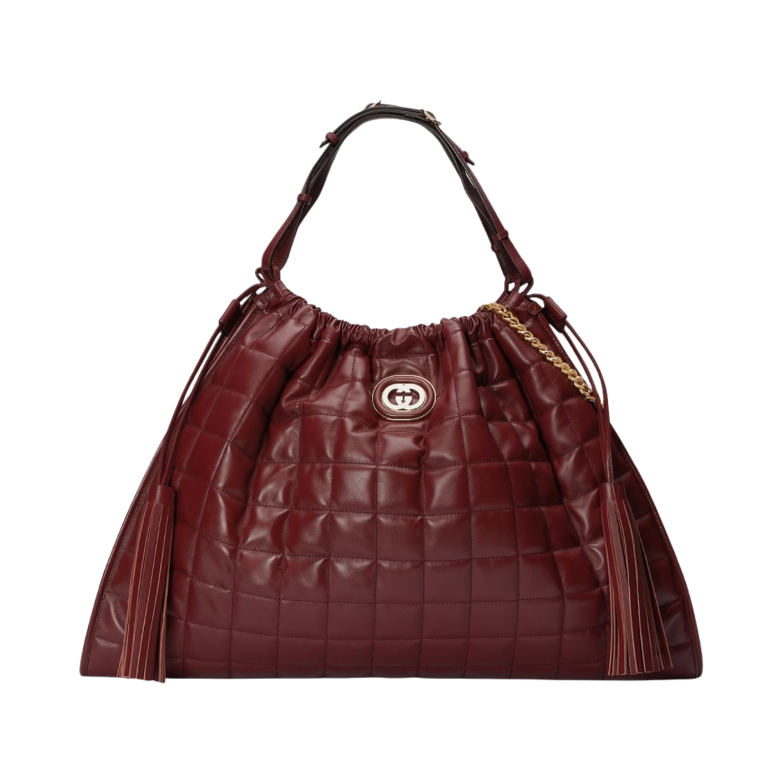 구찌 데코 라지 토트백 다크 레드 레더(Gucci Deco Large Tote Bag Dark Red Leather) - 1