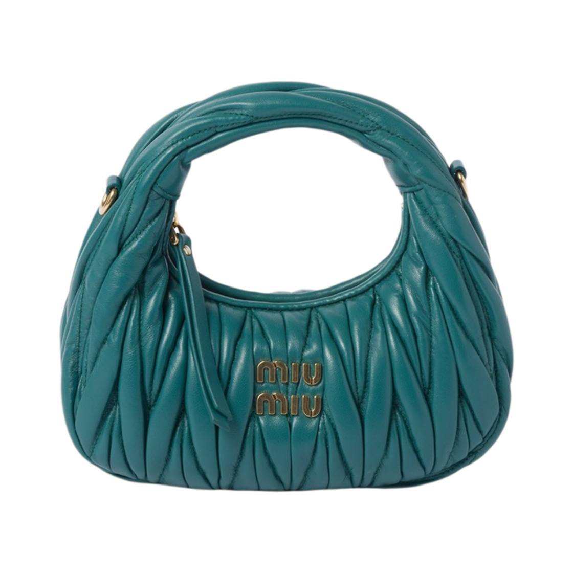 미우 미우 완더 마테라쎄 나파 레더 호보백 미니백 라군 블루(Miu Miu Wander Matelasse Nappa Leather Hobo Mini Bag Lagoon Blue)