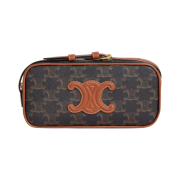Celine Mini Camera Shoulder Bag Cuir Triomphe in Triomphe Canvas Calfskin Tan