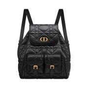 Dior Caro Medium Backpack Macrocannage Calfskin Black