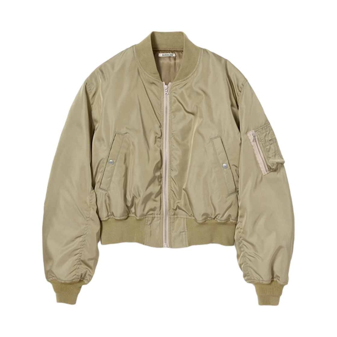 오라리 하이 덴시티 실크 트윌 플라이트 블루종 카키 베이지 - 25SS(Auralee High Density Silk Twill Flight Blouson Khaki Beige - 25SS)