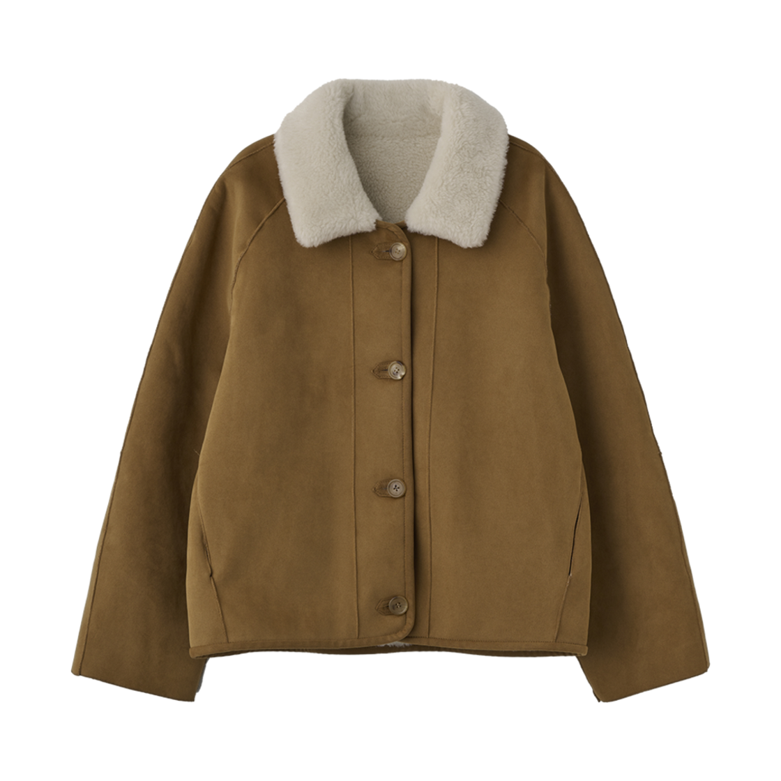 24WTJK001CRF Blank03 Wool Shearing Reversible Short Coat Cream