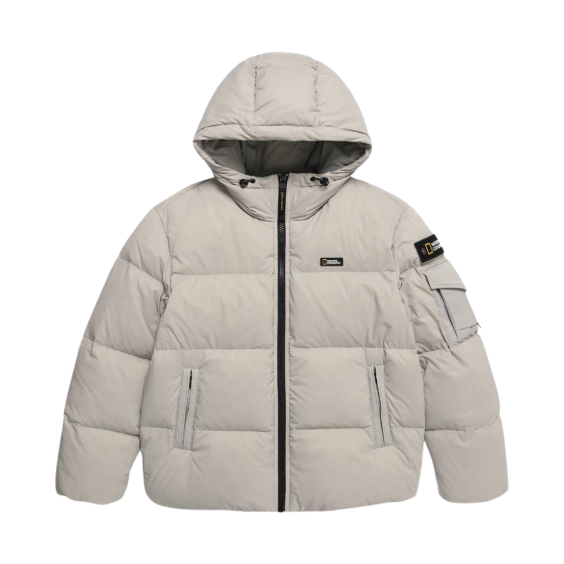N244UDW820 National Geographic Golden Mole Short Length Goose Hood Down Jumper Agate Grey