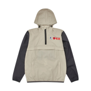 Play Comme des Garcons x K-Way Half Zip Jacket Beige Black
