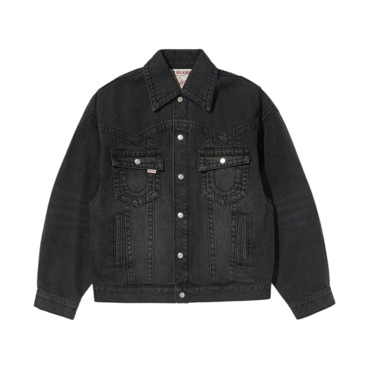 TR23FWDJ01UBK True Religion Denim Field Trucker Jacket Black