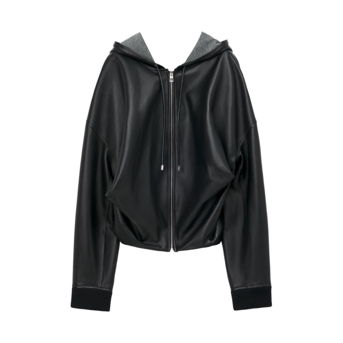 (W) 로에베 드레이프 후드 나파 램스킨 블랙((W) Loewe Draped Hoodie in Nappa Lambskin Black) - 1