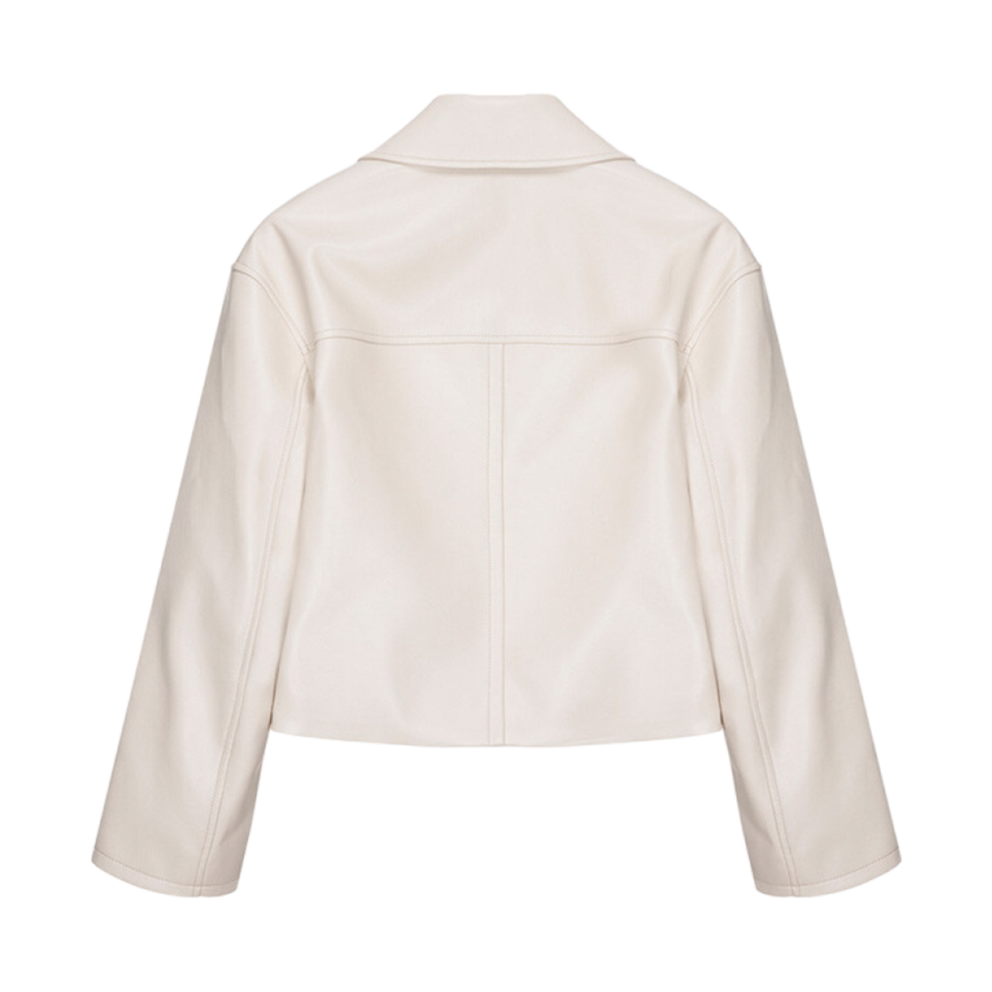 (W) 온앤온 비건 레더 크롭 점퍼 에크루 베이지((W) On&On Vegan Leather Cropped Jumper Ecru Beige) - 2