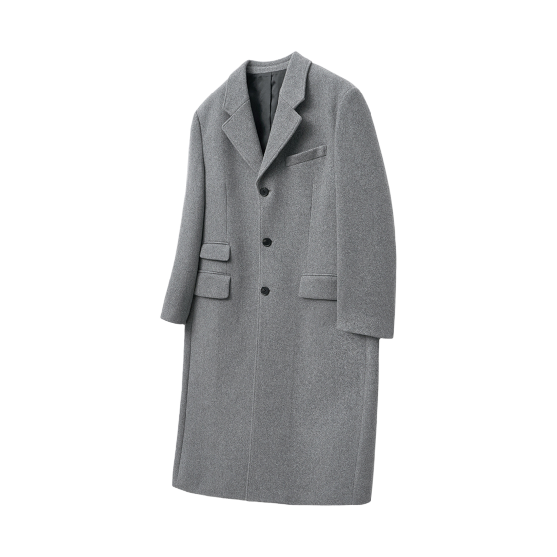 티엔지티 멜란지그레이 오버핏 캐시미어 3버튼 테일러드 코트