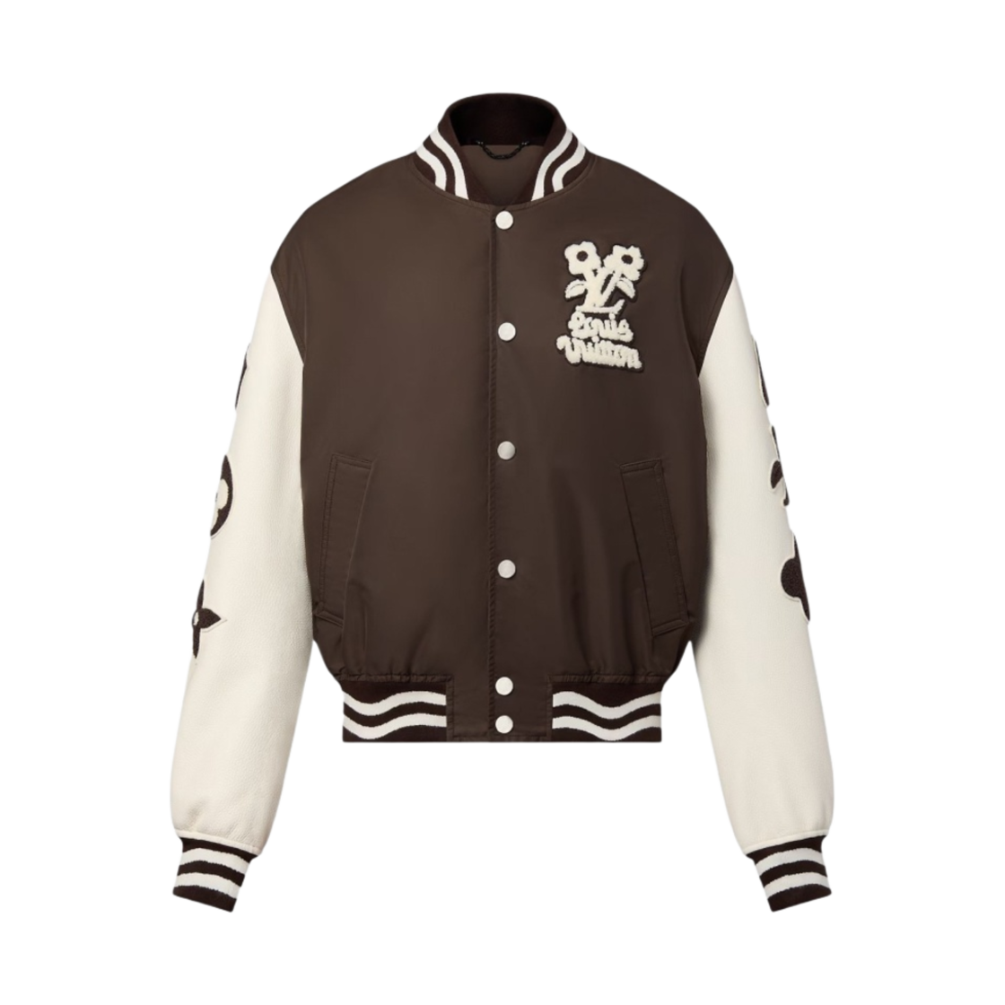 - Louis Vuitton Embroidered Varsity Jacket Brown