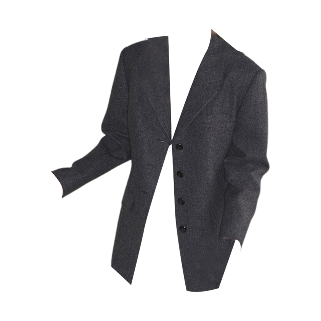 SW4AJ806-14 (W) Loeuvre Strapped Single Breasted Blazer Charcoal Grey