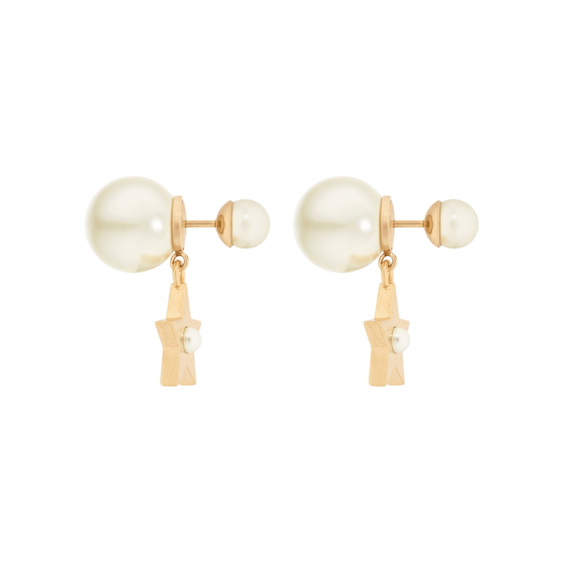 (W) 디올 트리발 이어링 골드 피니쉬 메탈 화이트 레진 펄((W) Dior Tribales Earring Gold Finish Metal White Resin Pearls) - 2