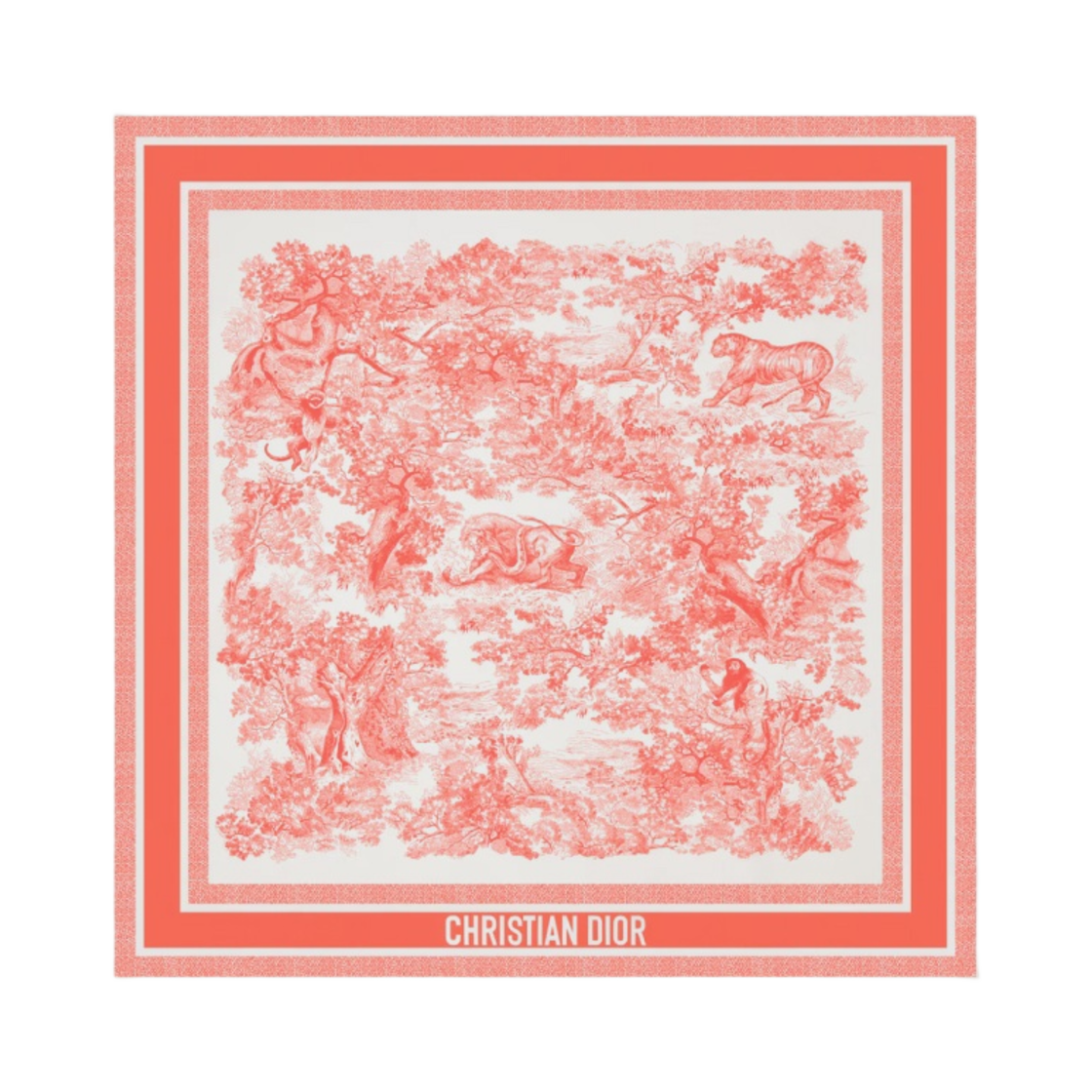 (W) 디올 리비에라 트왈 드 주이 소바쥬 90 스퀘어 스카프 실크 트윌 화이트 코랄