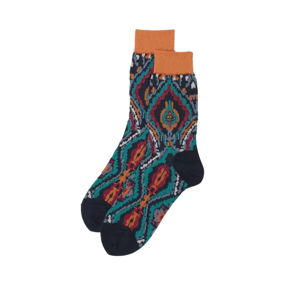 (W) 비비안 웨스트우드 크레용 다이아몬드 크루 삭스 네이비((W) Vivienne Westwood Crayon Diamonds Crew Socks Navy) - 1