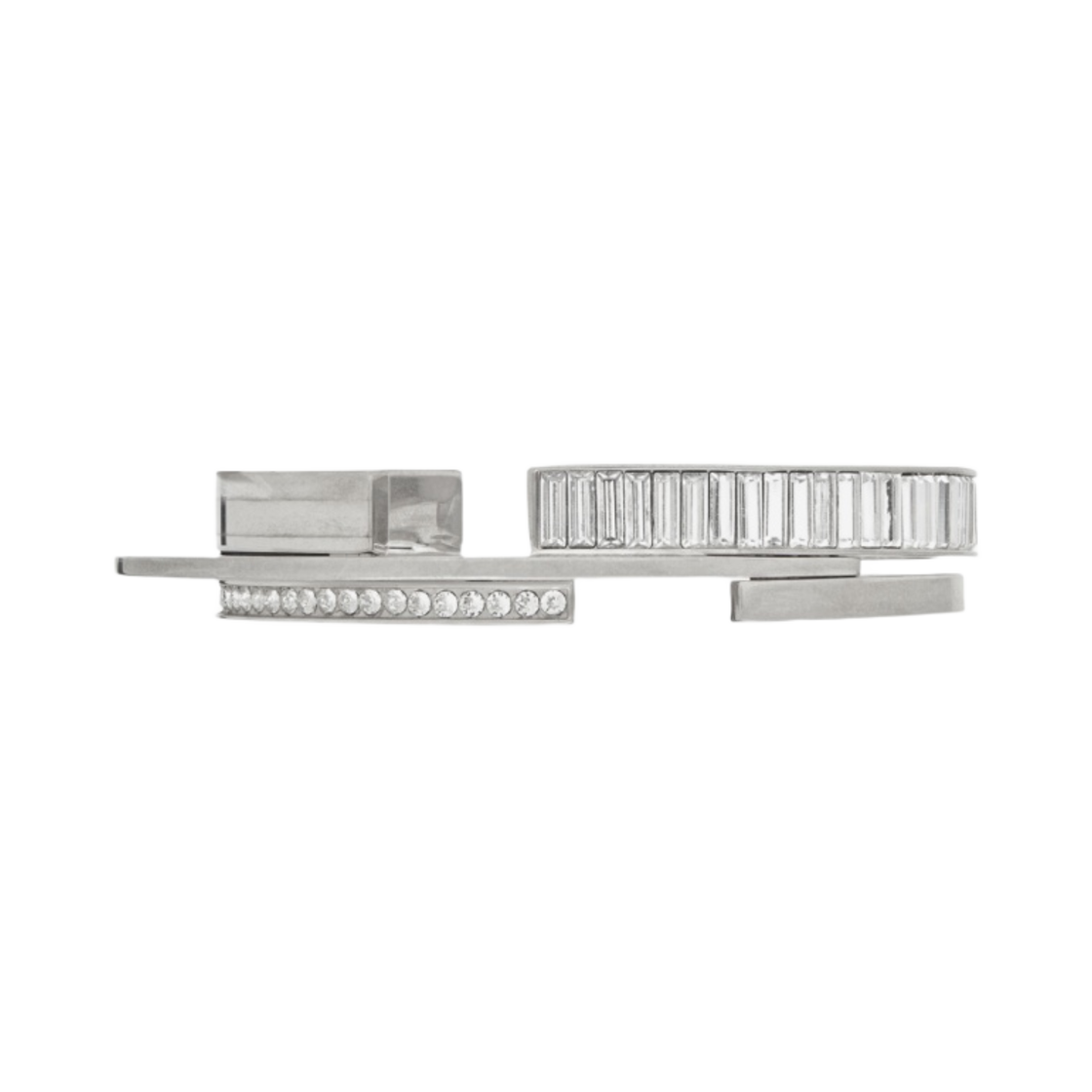 (W) 생로랑 코스믹 라인스톤 커프 브레이슬릿 메탈 팔라디움 앤 크리스탈((W) Saint Laurent Cosmic Rhinestone Cuff Bracelet In Metal Palladium And Crystal) - 1