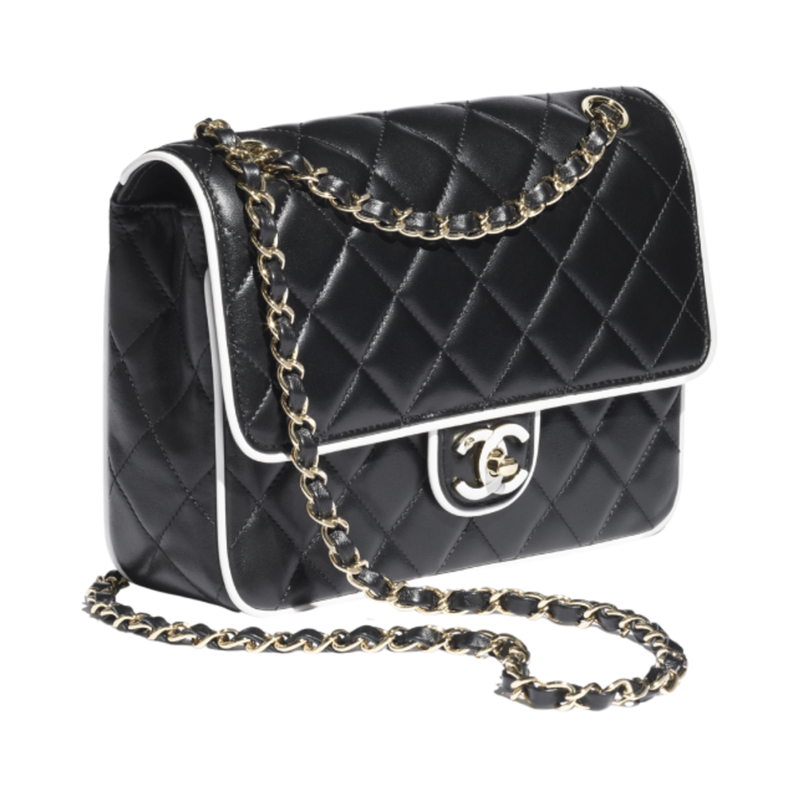 샤넬 플랩백 램스킨 & 골드 메탈 블랙 화이트(Chanel Flap Bag Lambskin & Gold Black White) - 2