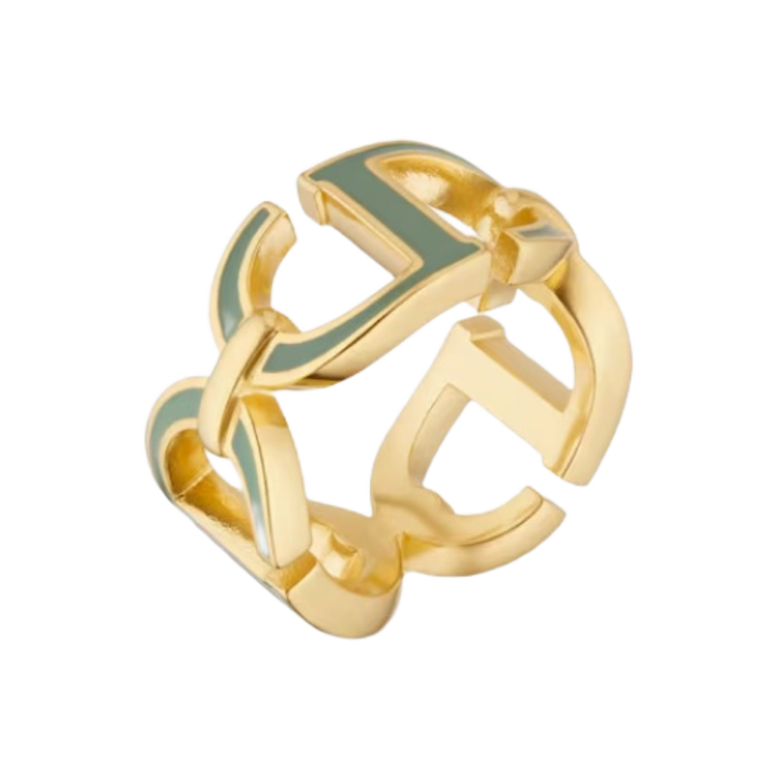(W) 디올 30 몽테뉴 링 골드 피니쉬 메탈 이터리얼 그린 래커((W) Dior 30 Montaigne Ring Gold Finish Metal Ethereal Green Lacquer) - 1