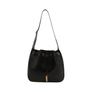 Saint Laurent Paris VII Medium Hobo Bag in Leather Black