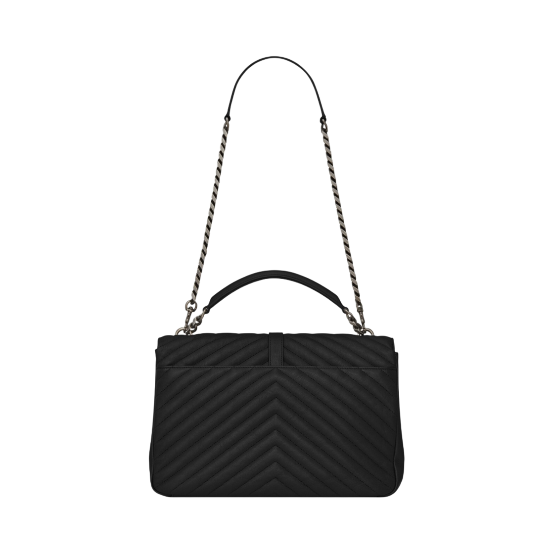 생로랑 퀼티드 레더 클래식 라지 컬리지 실버 체인백 블랙(Saint Laurent College Large Chain Bag in Quilted Leather Black) - 4
