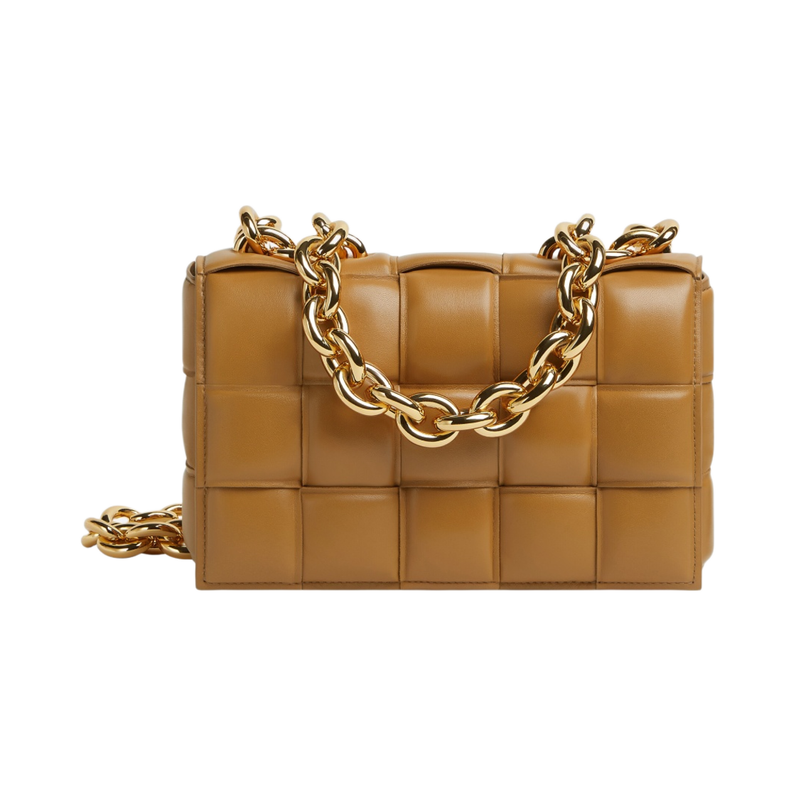 631421VBWZ09830 Bottega Veneta Padded Leather Chain Cassette Caramel - 대표 이미지 #1