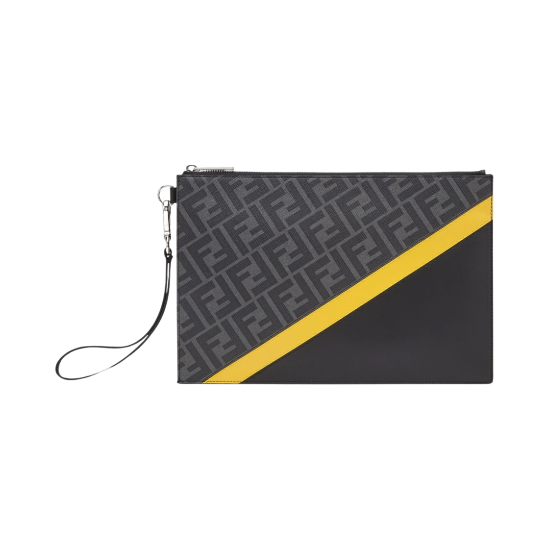 펜디 플랫 패브릭 파우치 그레이 옐로우(Fendi FF Motif Fabric Flat Pouch Grey Yellow) - 1