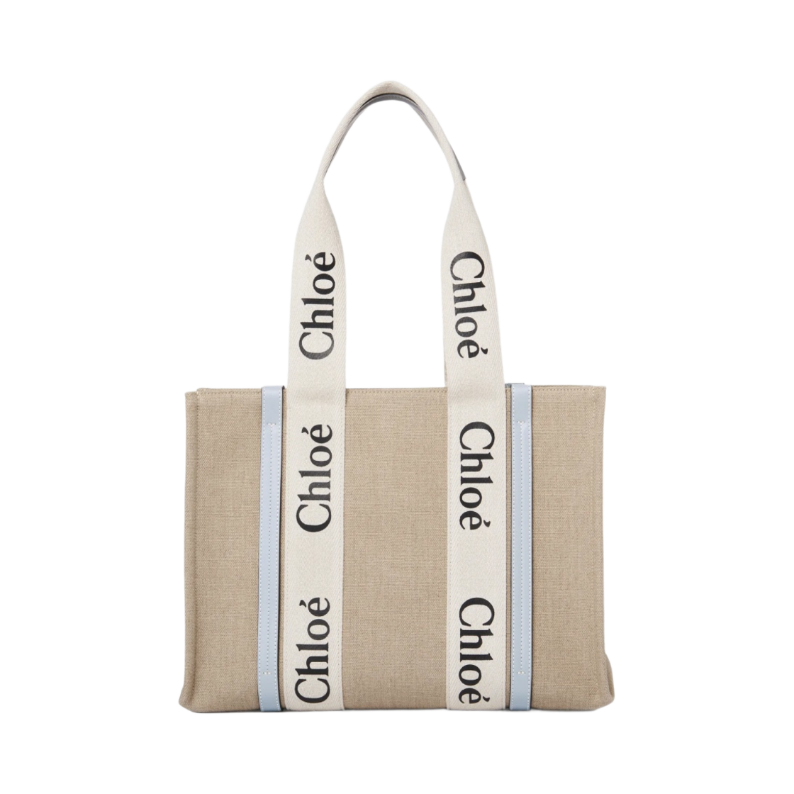 CHC22AS383I2691K Chloe Woody Medium Tote Bag White Blue - 대표 이미지 #1