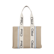 Chloe Woody Medium Tote Bag White Blue