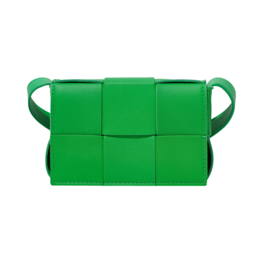 666688VMAY13722 Bottega Veneta Mini Leather Cassette Parakeet