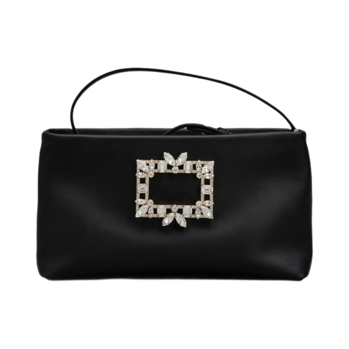 RBWAMZW0100Q5KB999 (W) Roger Vivier RV Nightlily Broche Vivier Buckle Mini Bag in Leather Black