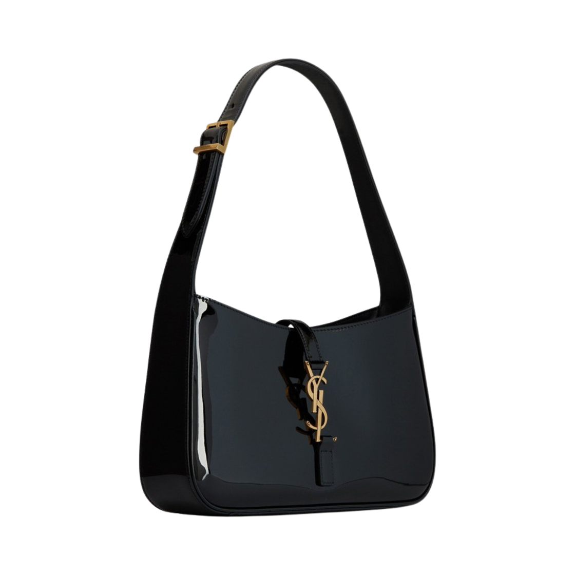 생로랑 페이턴트 레더 브론즈 모노그램 레더 르 5 아 7 호보백 블랙(Saint Laurent Bronze Monogram Le 5 A 7 Hobo Bag in Patent Leather Black) - 2