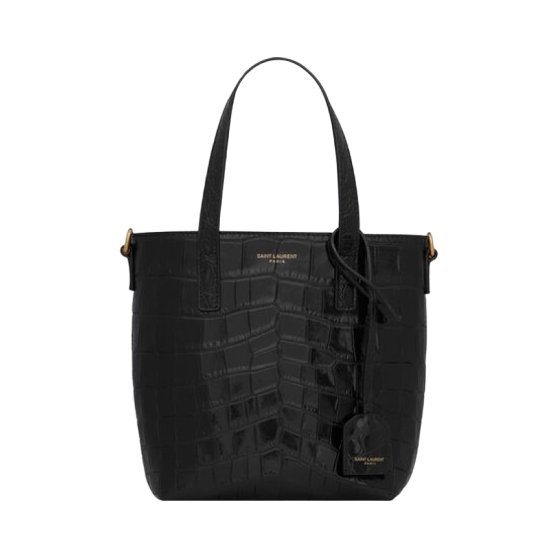 생로랑 크로커다일 엠보스 레더 파리 미니 토이 쇼핑백 블랙(Saint Laurent Paris Mini Toy Shopping Bag in Crocodile Embossed Leather Black) - 1