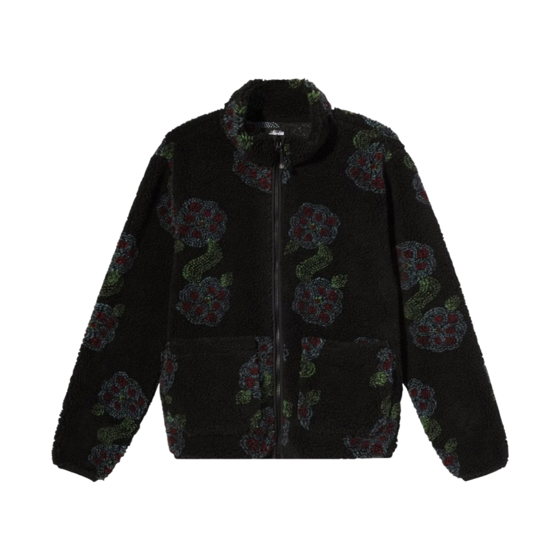 118413 Stussy Flor Sherpa Mock Neck Black