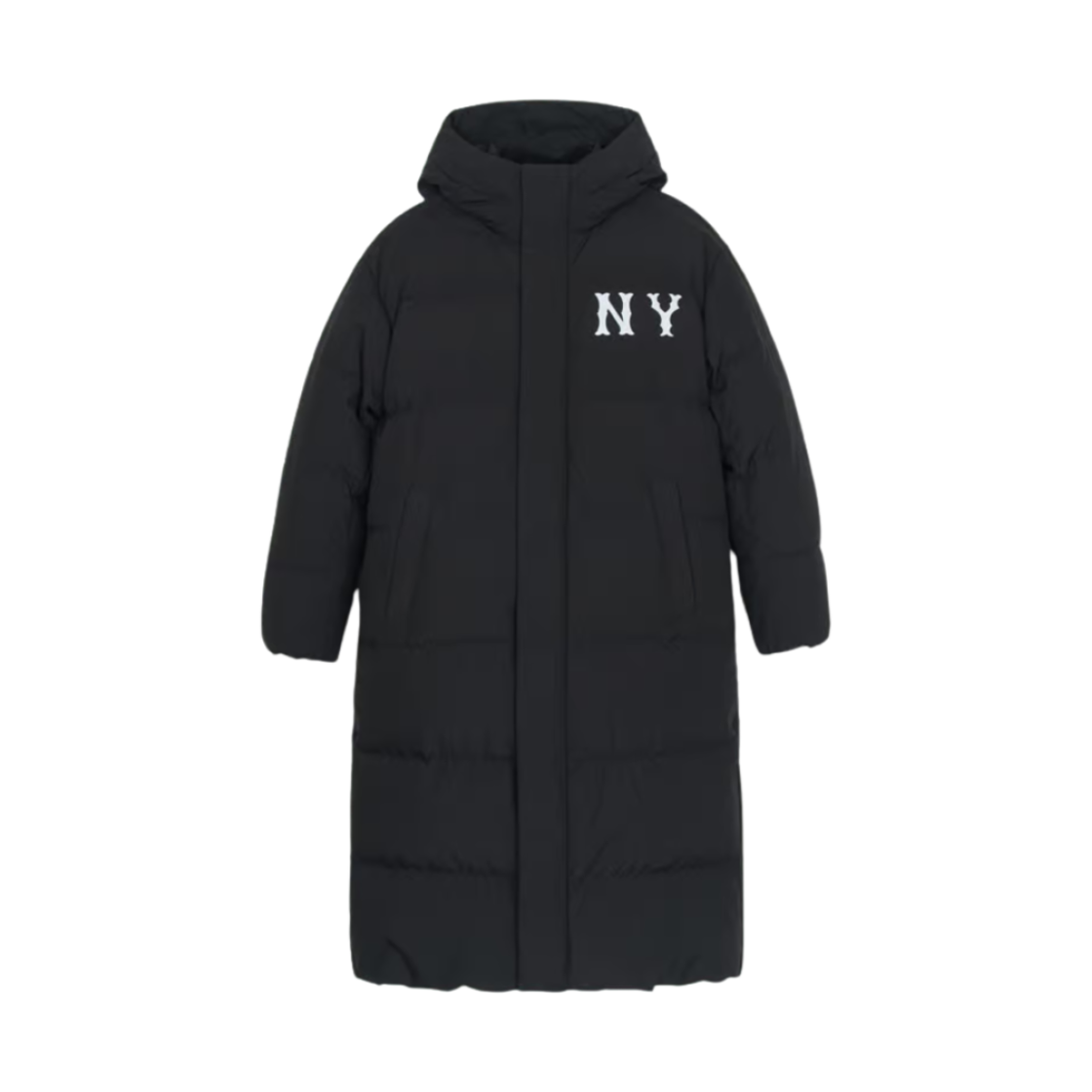 MLB 쿠퍼스 후드 구스 롱 푸퍼 자켓 뉴욕 양키스 블랙(MLB Coopers Hooded Goose Long Puffer Jacket New York Yankees Black)