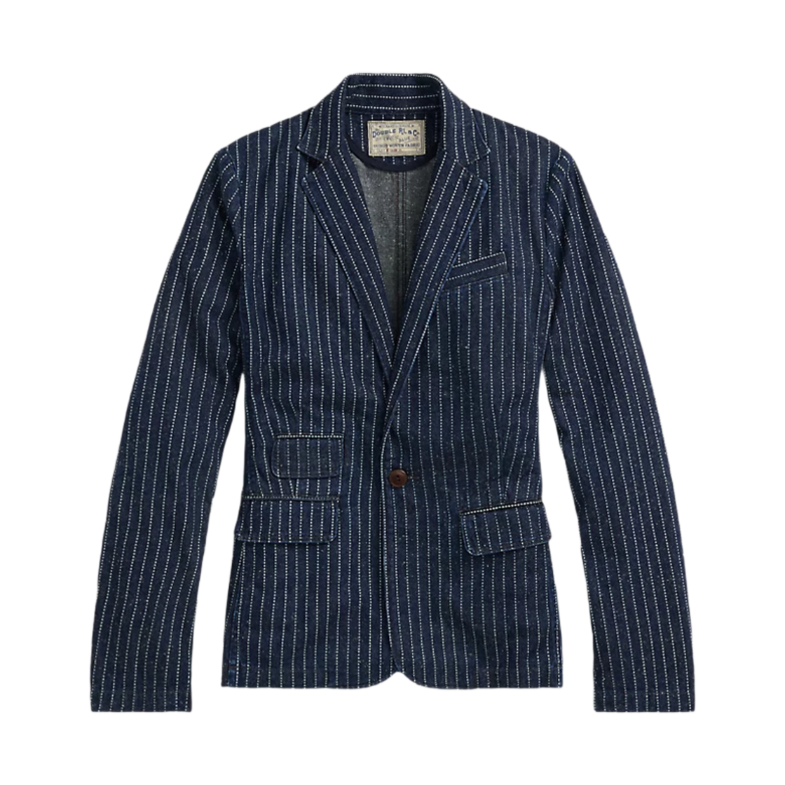 (W) 더블알엘 인디고 닷 스트라이프 데님 블레이저 다크 워시((W) Double RL Indigo Dot Stripe Denim Blazer Dark Wash) - 1