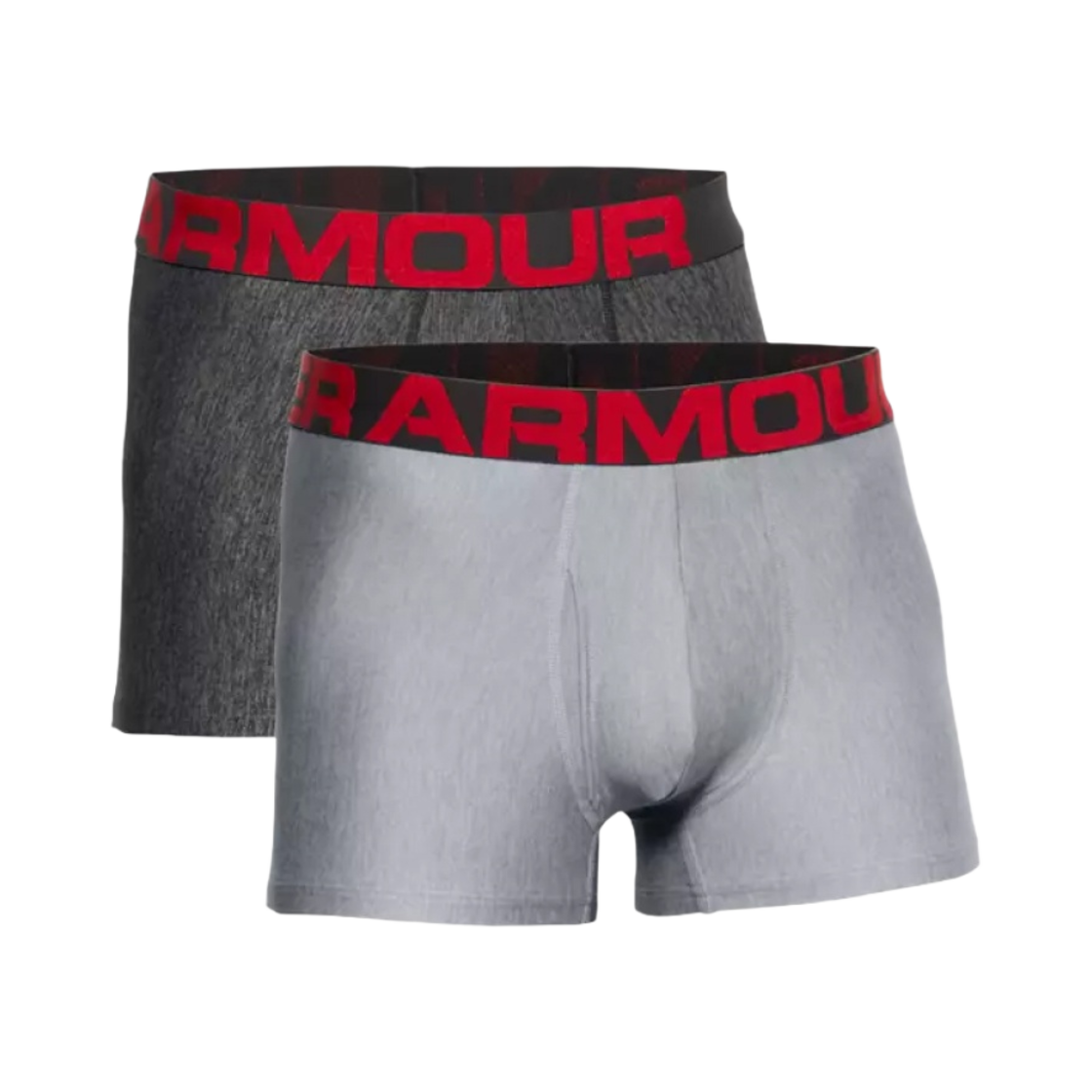 1363618-011 Under Armour Tech 3" Boxerjock - 2 Pack Mod Gray Light Heather
