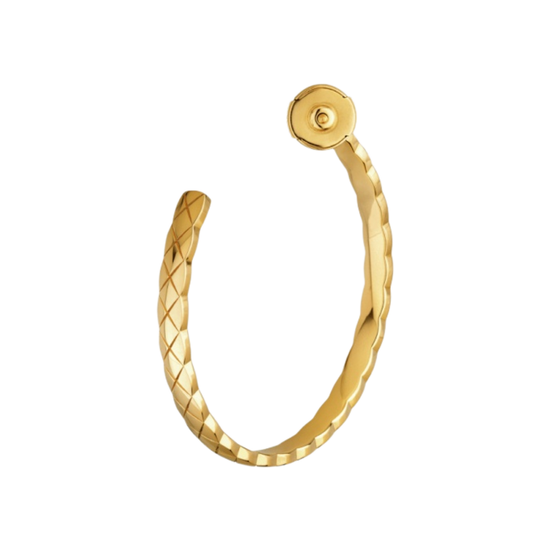 (W) 샤넬 코코 크러쉬 후프 이어링 퀼티드 모티프 & 18K 옐로우 골드((W) Chanel Coco Crush Hoop Earrings Quilted Motif & 18K Yellow Gold) - 2
