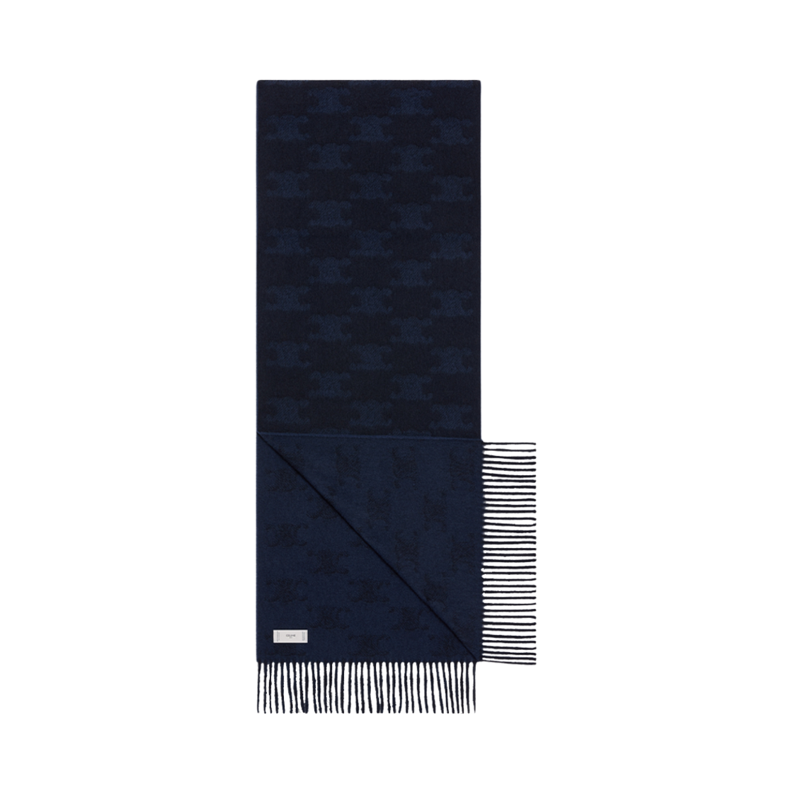셀린느 모노그램 프린지드 머플러 캐시미어 다크 블루 네이비(Celine Monogrammed Fringed Muffler in Cashmere Dark Blue Navy) - 2