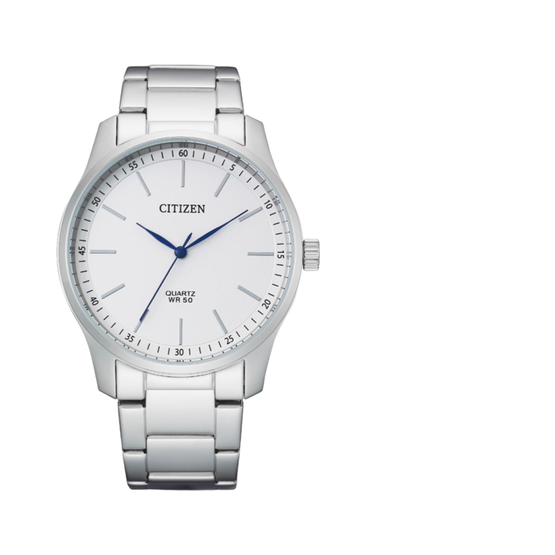 시티즌 쿼츠 42mm 스테인리스 스틸 화이트 실버