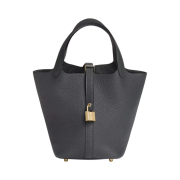 Hermes Picotin Lock 18 Bag Clemence & Permabrass Gris Misty