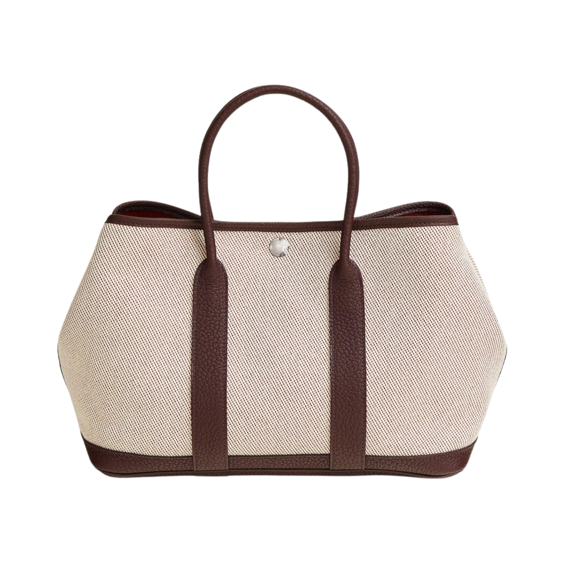 H066751CKAZ Hermes Garden Party 30 Bag Twill Negonda & Palladium Ecru Rouge H Rouge Sellier - 대표 이미지 #1